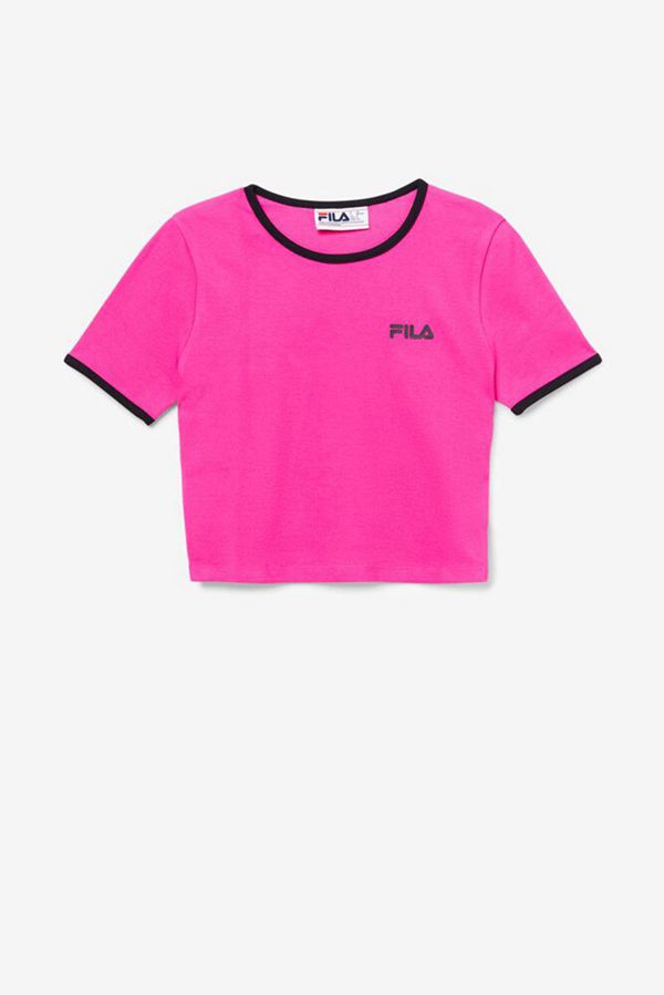 Tops Fila Mujer Rosas / Negras - Perla Crop - España 028793YPO